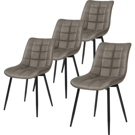 Lot de 4 Chaises de salle à manger WOLTU, Chaises de Cusine, Assise rembourrée en Similicuir, pieds en métal, Gris Foncé (1/5)