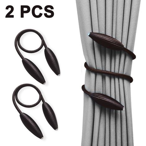 Attache Rideau Magnetique - Longueur 45 cm - Diamètre Boule 2,5 cm - Pour Rideaux Fenêtre - Gris Café Riz Brun - Lot de 2 (1/5)