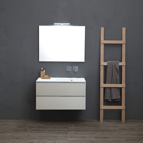 Mueble De Baño 90Cm Gris Perla Lavabo Bañera A La Derecha Valentina (1/5)