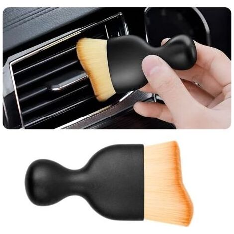 Brosse de nettoyage à poils souples pour intérieur de voiture, outil de nettoyage incurvé pour tableau de bord, collecteur de poussière, outil d'élimination de l'air (1/5)
