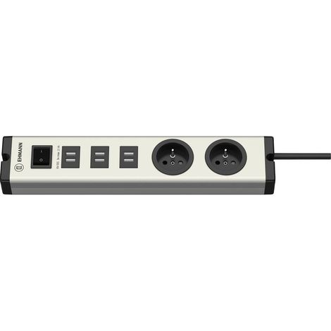 Bloc multiprise avec interrupteur Ehmann 0601x0e02203303 aluminium, noir fiche FR 1 pc(s) (1/3)