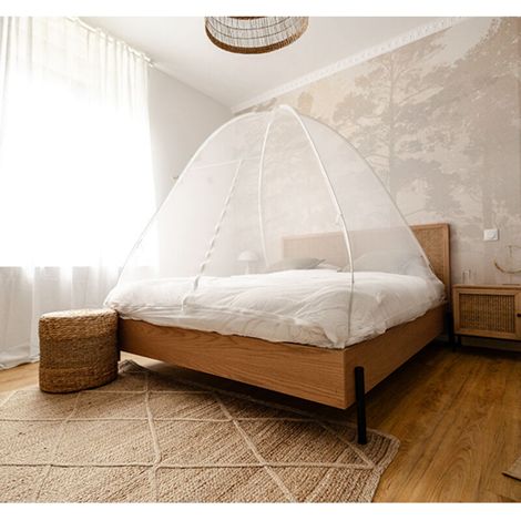 Moustiquaire lit & jardin dôme pop up fermeture zippée 180 x 200 cm