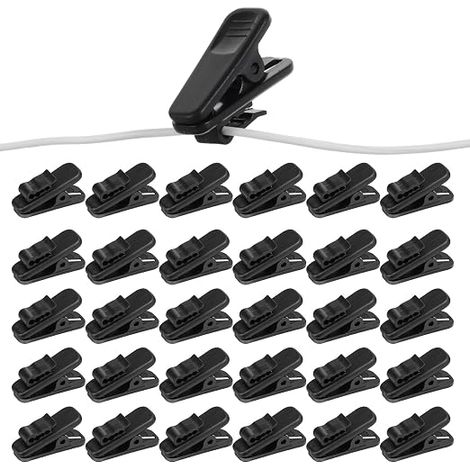 Lot de clips de câble en plastique noir pour casque - Pivotant à 360 ° - Clips pour câbles ronds plats de 5 mm (1/5)