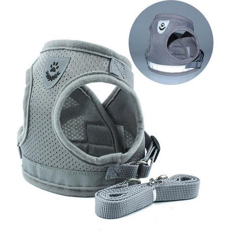 Arnés para perros gris - para cachorros y perros pequeños - Arnés ajustable para perros - Talla S (1/5)