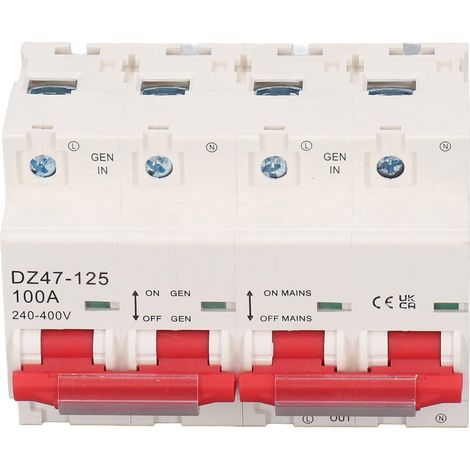 Interrupteur inverseur de puissance double à verrouillage de disjoncteur 100 A CA 240‑400 V pour l'électricité (1/5)