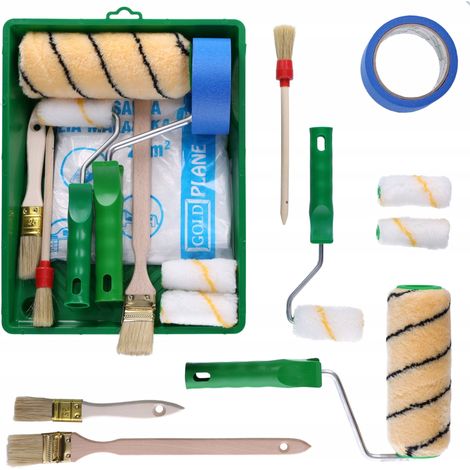 Set da 12 pezzi ARANCIONE/GIRPAINT (vassoio, foglio, nastro adesivo, pennelli, rullo da 18 e 7 cm)