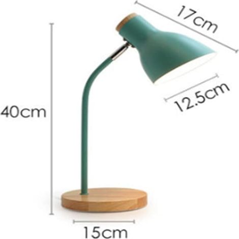 Lampe de table E27 en bois jaune, tête orientable, lampe de bureau rétro pour chambre et bureau (1/5)