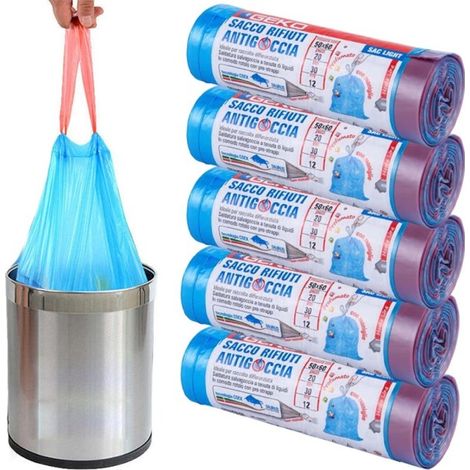 Trade Shop - 5 Bolsas De Rollos Bolsas Fragant Junk 30lt 50x60cm Con Manijas Azules 100pcs - (1/5)
