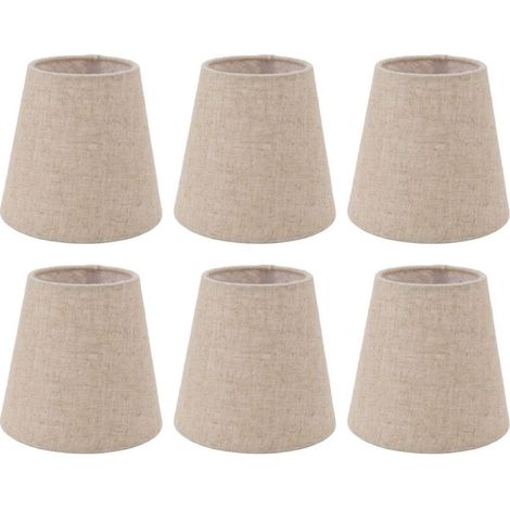 – Set mit 6 Leinenlampenschirmen für E14-Glühbirnen – Durchmesser 14 cm – Höhe 13 cm – Einfache Montage an Lampen und Kronleuchtern – Crezuo