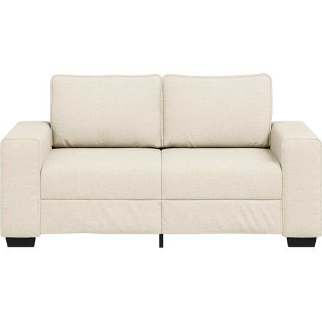 Divano a 2 Posti Sofa Beige 160 cm Tessuto misto lino (1/5)