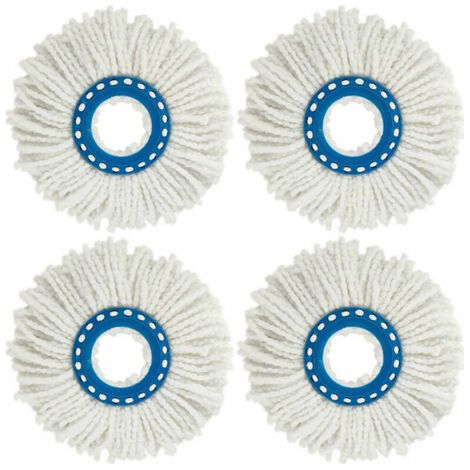 4Pcs Têtes Microfibre Balai, Tête de Vadrouille Rechange Rond Têtes Mop Rotation à 360 pour Nettoyage des Sols (Diamètre 16 cm) (1/2)