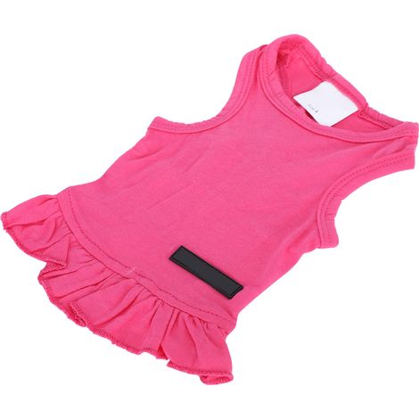 Vêtements d'été pour animaux de compagnie : T-shirt sans manches en coton mignon pour chien, jupe-chemise et robe rose taille S (1/5)