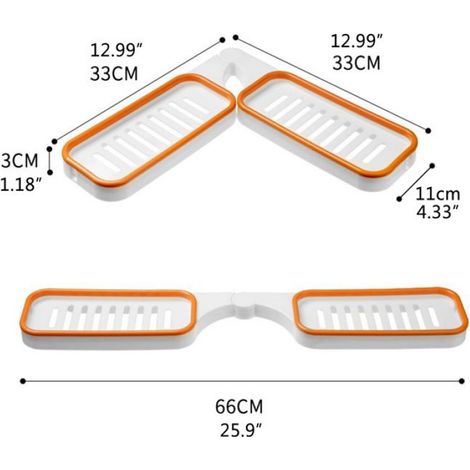 Etagere D Angle - Rotative 180 Degres - Pour Salle De Bain - En Plastique - 60x3x11 Cm - 1 Piece (1/5)