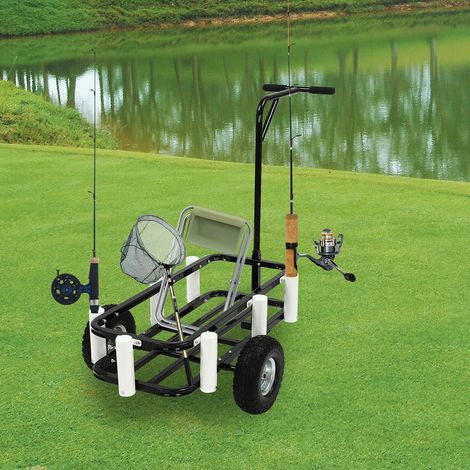 Outdoor Fishing Cart, Beach Wagon Trolley with Big Balloon Wheels, Large Capacity Fishing Wagon Cart, Heavy Duty Surf Cart, for Fishing, Camping (1/5)