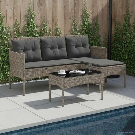 Gartensofa-set mit Kissen 2 pcs Poly-Rattan