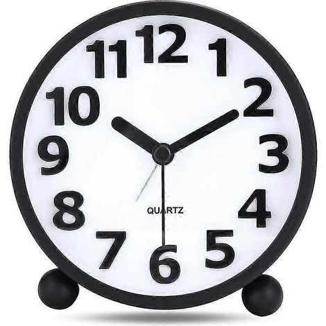 Orologio analogico silenzioso, lampada in metallo nero 3D Siffer, orologio a forma di bordo con lampada a luce notturna 10,8 cm (1/4)