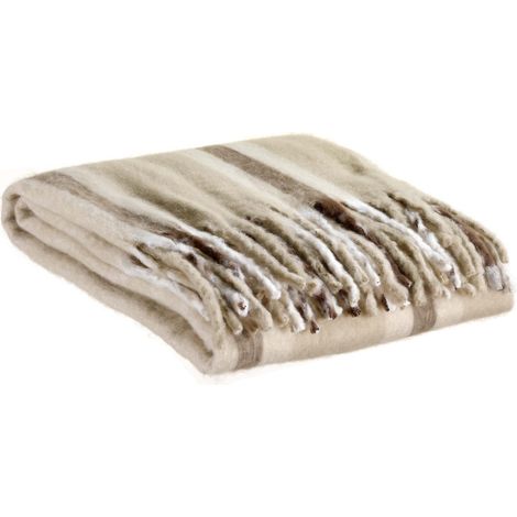 Plaid Recyclé à Rayures Motif Nuage 130 x 160 cm - Couverture Décorative pour Canapé et Lit - PANGIVO (1/5)