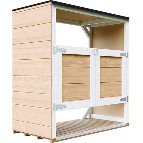 Caseta jardin exterior – cobertizo jardin exterior para cubos basura 2x240L con puertas, caseta de madera para almacenaje exterior, armario jardín exterior – Timbela M980A-HARVEST HONEY