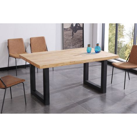 Table à manger fixe Loft Nordic Chêne / Noir. (1/5)