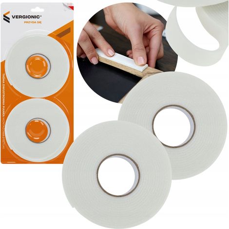 Nastro biadesivo in schiuma resistente, 3 m x 2 pezzi