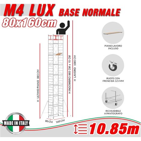 Trabattello M4 LUX base normale Altezza lavoro 10,85 metri