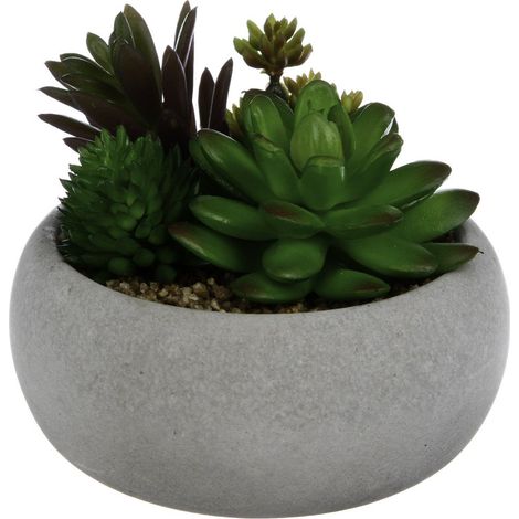 Dekorative künstliche Pflanze in einem Zementtopf, künstliche Blumen in einem Topf, Pflanzen für ein Badezimmer, Dekorationen für ein Badezimmer, Ornamente - Atmosphera