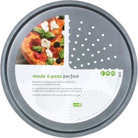Moule à pizza - CHEVALIER DIFFUSION - 34 cm - Acier perforé - Antiadhésif - Cuisson uniforme (1/2)