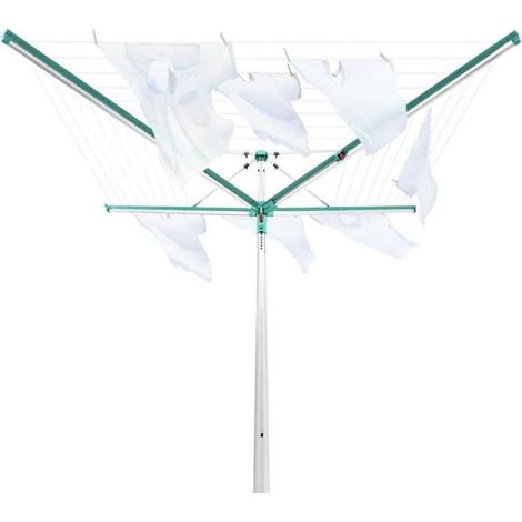 Leifheit – Séchoir parapluie Linomatic 600 Deluxe Cover – Système Easy Lift – Protection anti-salissures – Longueur de fil 60 mètres – Housse résistante aux intempéries