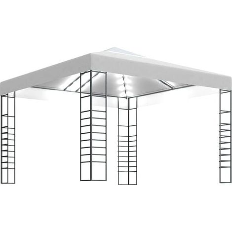 Gazebo de jardin, équipé d'une guirlande lumineuse LED de 3 x 3 mètres, blanche (1/5)