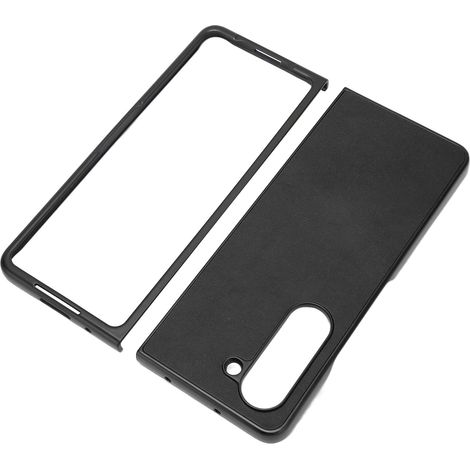 Étui pliable en cuir synthétique pour Samsung Galaxy Z Fold 5, motif litchi bicolore noir.
