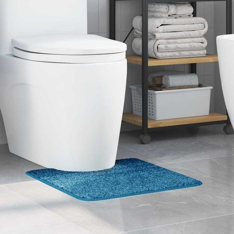 Tappeto Antiscivolo per Bagno con Taglio per Toilette Blu vidaXL (1/5)
