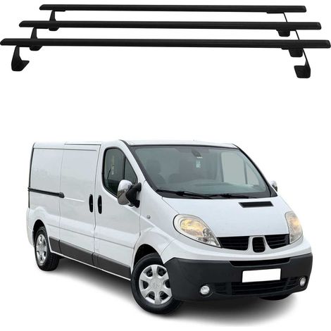 OMAC Barres de toit Heavy Duty compatibles avec Nissan Primastar 2001-2014 – 3 barres – Acier Noir
