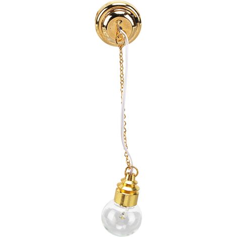 Lustre Miniature 1:12 en Verre, Lampe Plafond Dorée Éclairage Doux pour Maison de Poupée (1/5)