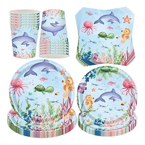 Vaisselle Vaisselle Kit Assiettes Gobelets Serviettes Ensemble de Fête D'anniversaire pour Enfants Party Fête Mariages Baby Shower Noël (1/5)