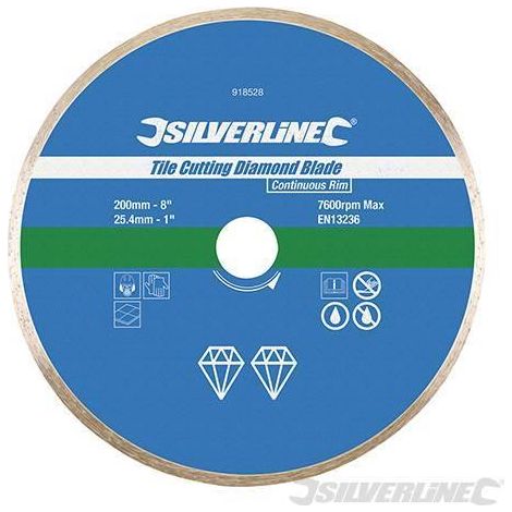 Disco Silverline diamantato per taglio piastrelle per smerigliatrici angolari foro 22,2-115 x 22,23 mm