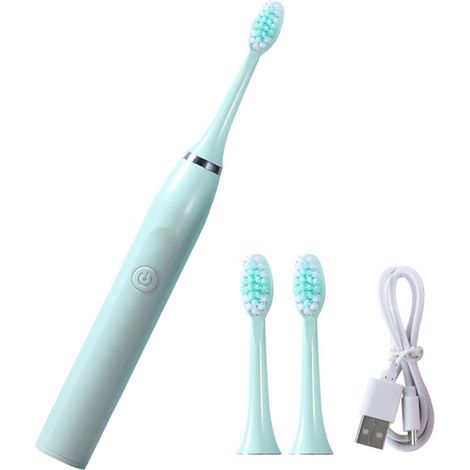Brosse à dents électrique ultrasonique avec 3 têtes de brosse pour adultes, autonomie de 180 jours avec une seule charge, 5 modes, puissance de 19 800 VPM.-AquaForge