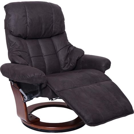 Fauteuil de relaxation avec repose-pieds réglable pivotant en tissu/textile capacité de charge 150 kg marron-noir aspect noyer 040003686