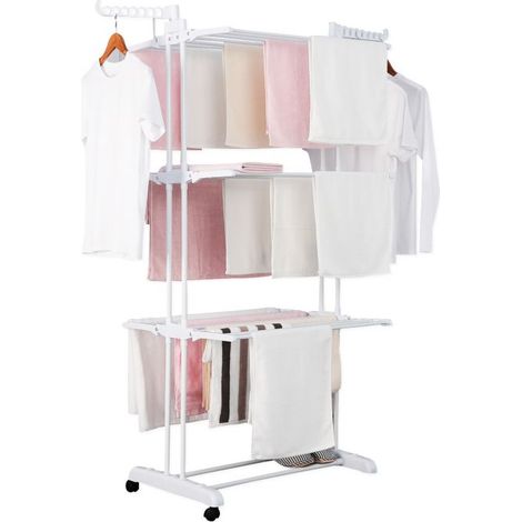 Séchoir multifonctions 20m d'étendage blanc Herzberg HG8034-WHT (1/5)