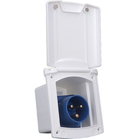 Prise électrique extérieure 32A 220V-250V RV camping-car 3 broches étanche encastrable boîtier mural blanc pour caravane fourgon (1/5)