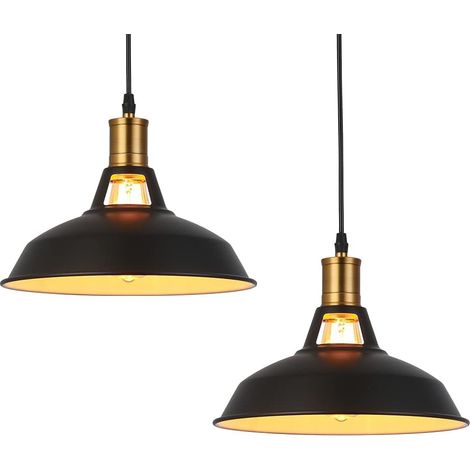 2 pièces Métal Retro Suspensions Luminaires Industriel Edison Simplicité Lustre Vintage Plafonnier Suspension avec Abat-jour Brillant en Métal Style Nordique pour Salon Chambre Café Bar Restaurent