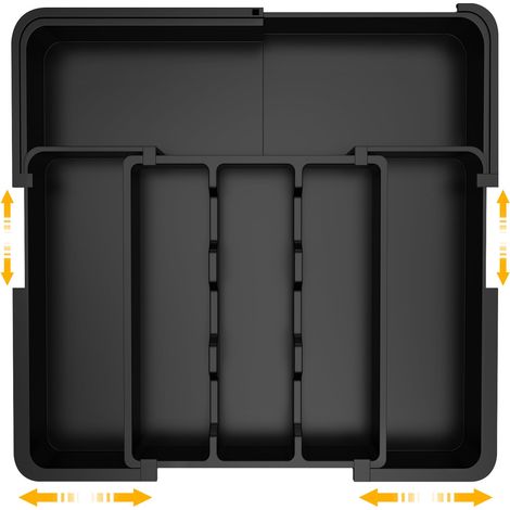 Range Couverts pour Tiroir,Organisateur Tiroir Cuisine de Fourche Avec 6 Compartiments Extra-Larges,37 33 cm Range Couverts, pour Le Stockage de Vaisselle de Cuisine, Stockage de Tiroir,Noir (1/5)