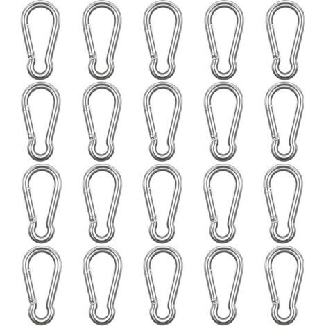 BUNTHAUS PA Mousqueton Acier Inoxydable M6 à Ressort Lot de 20 Crochet Polyvalent Intérieur Extérieur Porte-Clés Camping Pêche Randonnée (1/4)