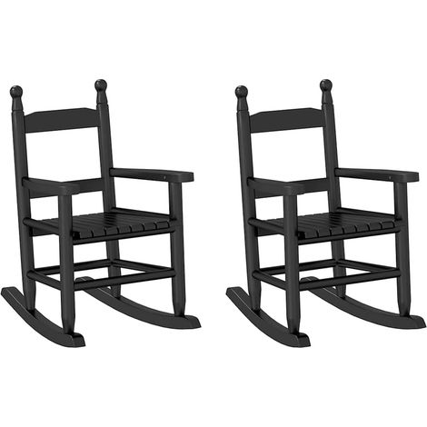 Maison Exclusive - Sedie a Dondolo per Bambini 2 pz Nere Legno Massello di Pioppo
