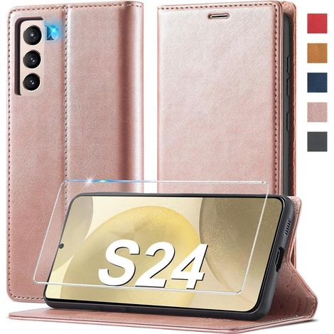 Coque portefeuille en cuir pour Samsung Galaxy S24 avec porte-cartes et béquille (1/5)