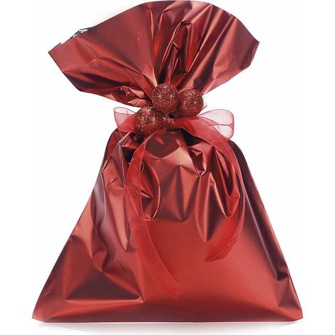 Busta a sacchetto regalo metallizzata rosso opaco. Ideale per confezioni regalo, set da 100 pezzi, cm 20 x 30 H