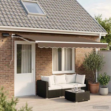 Teenpull – Ausziehbare Markise Taupe 600 x 300 cm Stoff und Aluminium (1/5)