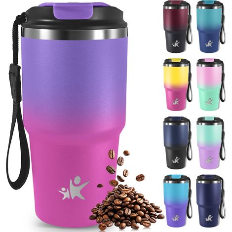 Mug Isotherme 600ml, Mug Isotherme Cafe, Tasse à Café Acier Inoxydable Sans BPA, Gobelet Thermique avec Couvercle Étanche, Thermique Café pour Boissons Chaudes ou Glacées (1/5)