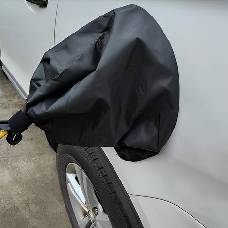 Funda impermeable para cargador de pistola, 45 × 42 cm, universal, impermeable, poliéster, a prueba de polvo, para vehículos eléctricos, protección del puerto de carga, negra (1/5)