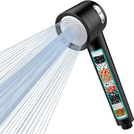 Pommeau de Douche avec Filtre Haute Pression à 15 Étapes, Tuyau de 1,5 M, 3 Modes de Pulvérisation, Pommeau de Douche Anticalcaire Économiseur d'Eau pour Éliminer le Chlore Résiduel (1/5)