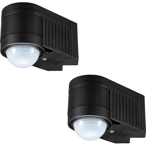 Litecraft Luton 360° PIR Motion Sensor Outdoor Corner Mount in Black - 2 Pack